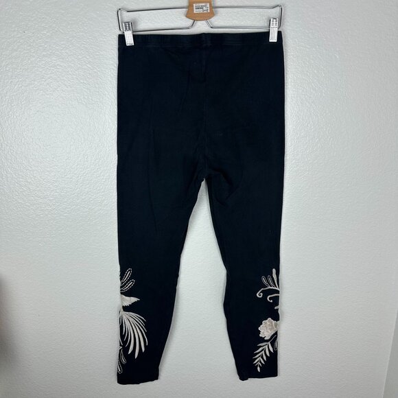 Johnny Was Frankie Leggings M Black Floral Embroidered Pull On Stretch - Picture 8 of 10